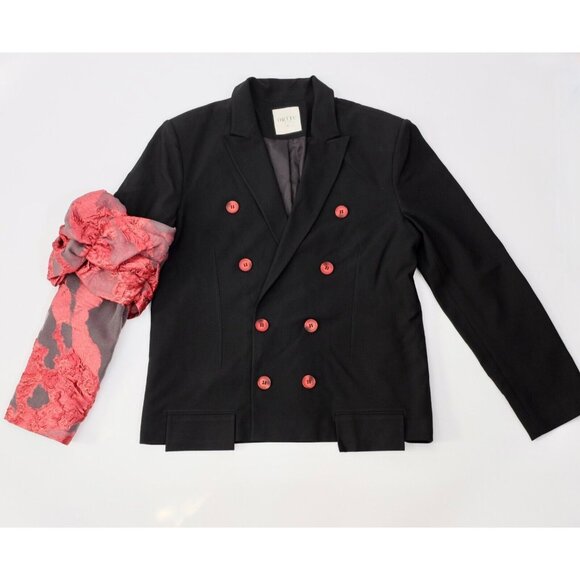 Orttu Couture Oscar blazer jacket black double breasted red sleeve - Picture 1 of 6
